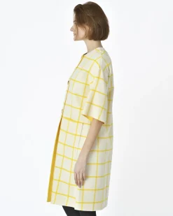 La Piscine Paris Manteau réversible blanc jauni à carreaux jaunes Sorelle Secli*Femme Manteaux
