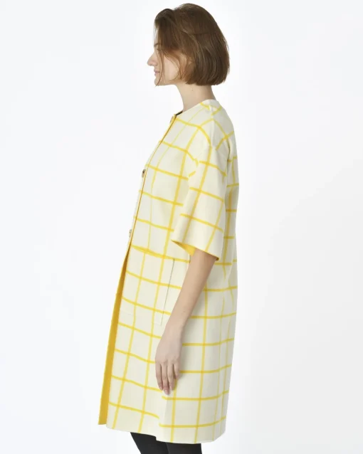 La Piscine Paris Manteau réversible blanc jauni à carreaux jaunes Sorelle Secli*Femme Manteaux