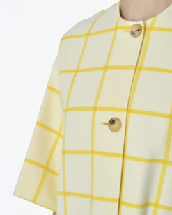 La Piscine Paris Manteau réversible blanc jauni à carreaux jaunes Sorelle Secli*Femme Manteaux