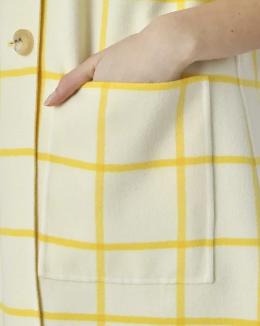 La Piscine Paris Manteau réversible blanc jauni à carreaux jaunes Sorelle Secli*Femme Manteaux