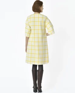 La Piscine Paris Manteau réversible blanc jauni à carreaux jaunes Sorelle Secli*Femme Manteaux