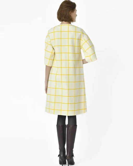 La Piscine Paris Manteau réversible blanc jauni à carreaux jaunes Sorelle Secli*Femme Manteaux
