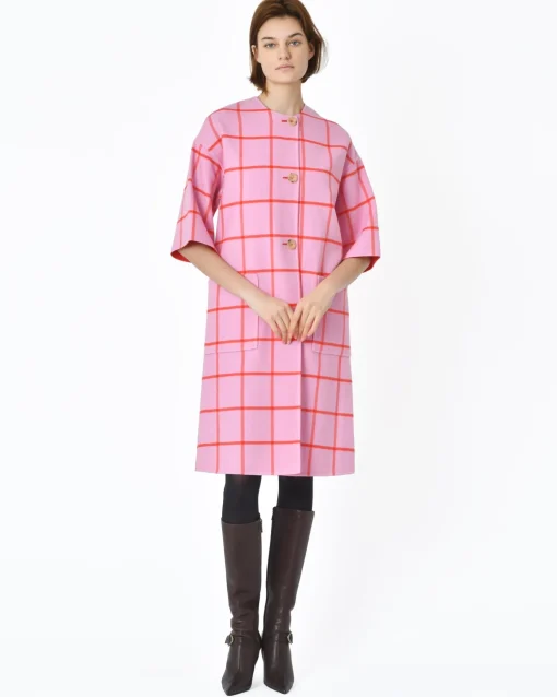 La Piscine Paris Manteau réversible à carreaux rouges Sorelle Secli*Femme Manteaux