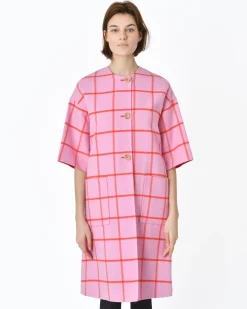 La Piscine Paris Manteau réversible à carreaux rouges Sorelle Secli*Femme Manteaux