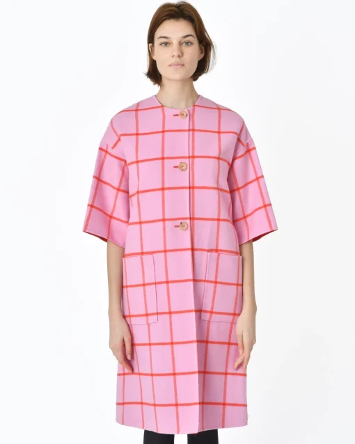 La Piscine Paris Manteau réversible à carreaux rouges Sorelle Secli*Femme Manteaux