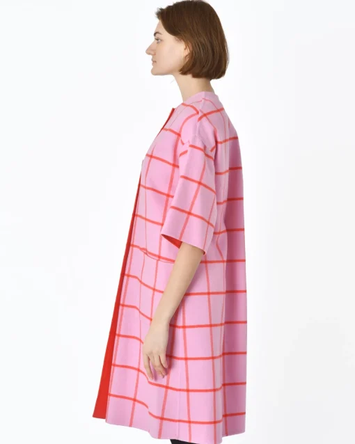 La Piscine Paris Manteau réversible à carreaux rouges Sorelle Secli*Femme Manteaux