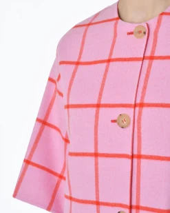 La Piscine Paris Manteau réversible à carreaux rouges Sorelle Secli*Femme Manteaux