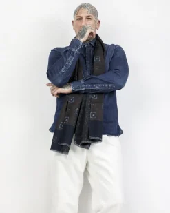 La Piscine Paris Maxi foulard 100% laine bicolore à motif Corneliani*Homme Écharpes, Foulards