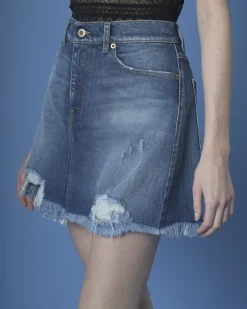 La Piscine Paris Mini jupe en jean destroy True NYC*Femme Jupes|Bas Femme