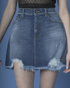 La Piscine Paris Mini jupe en jean destroy True NYC*Femme Jupes|Bas Femme