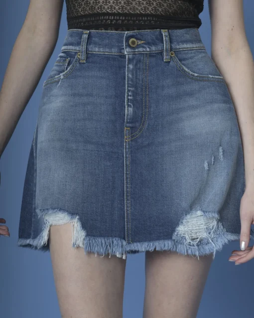 La Piscine Paris Mini jupe en jean destroy True NYC*Femme Jupes|Bas Femme