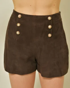 La Piscine Paris Mini-short en daim Edward Achour*Femme Bas Femme|Shorts