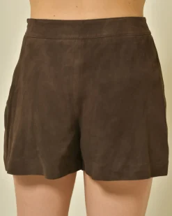 La Piscine Paris Mini-short en daim Edward Achour*Femme Bas Femme|Shorts