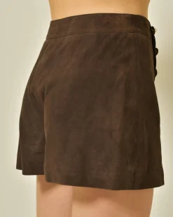 La Piscine Paris Mini-short en daim Edward Achour*Femme Bas Femme|Shorts