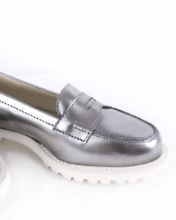 La Piscine Paris Mocassins en cuir argent Antonio Barbato*Femme Chaussures