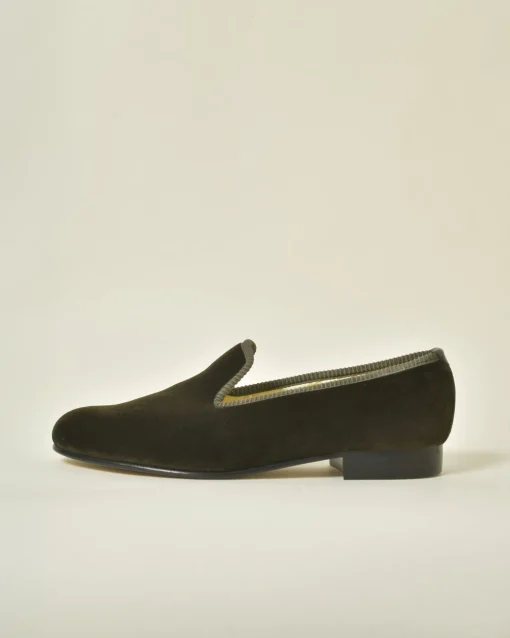 La Piscine Paris Mocassins en velours olive Bowhill & Elliott*Homme Chaussures