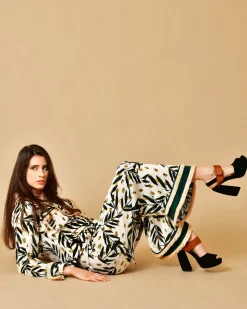 La Piscine Paris Pantalon à imprimé et finitions en pailles Edward Achour*Femme Blousons & Vestes