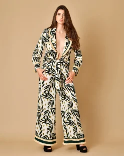 La Piscine Paris Pantalon à imprimé et finitions en pailles Edward Achour*Femme Blousons & Vestes
