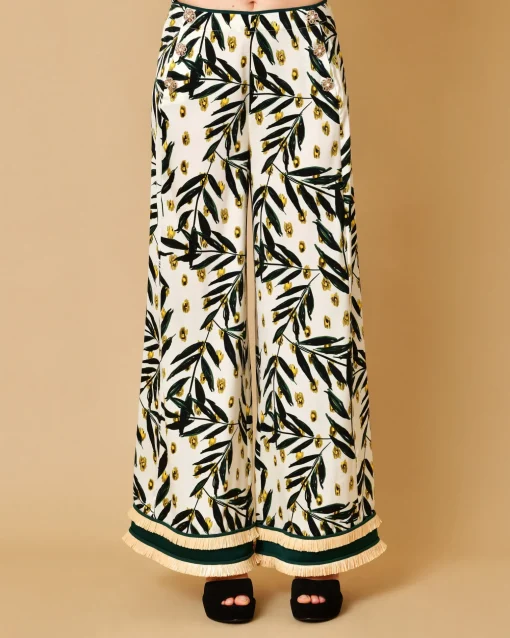 La Piscine Paris Pantalon à imprimé et finitions en pailles Edward Achour*Femme Blousons & Vestes