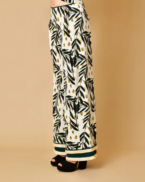 La Piscine Paris Pantalon à imprimé et finitions en pailles Edward Achour*Femme Blousons & Vestes