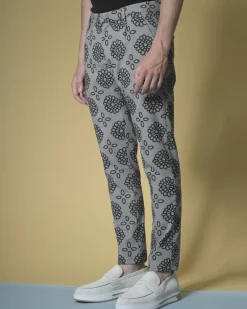 La Piscine Paris Pantalon à imprimé pied-de-poule et fleuri Dondup*Homme Pantalons