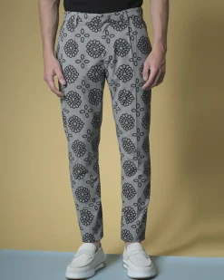 La Piscine Paris Pantalon à imprimé pied-de-poule et fleuri Dondup*Homme Pantalons