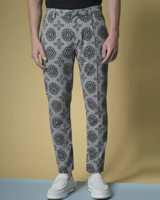 La Piscine Paris Pantalon à imprimé pied-de-poule et fleuri Dondup*Homme Pantalons