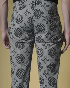 La Piscine Paris Pantalon à imprimé pied-de-poule et fleuri Dondup*Homme Pantalons