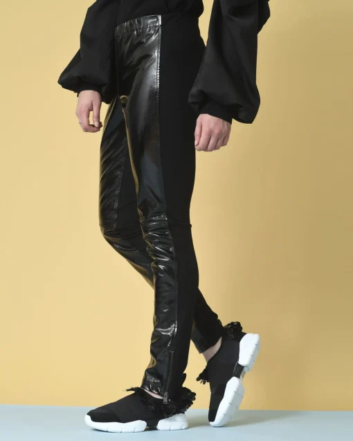 La Piscine Paris Pantalon bi-matière en cuir verni P.A.R.O.S.H*Femme Pantalons