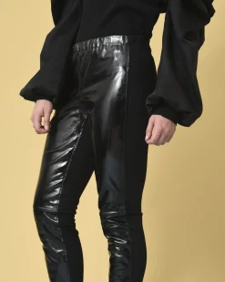 La Piscine Paris Pantalon bi-matière en cuir verni P.A.R.O.S.H*Femme Pantalons