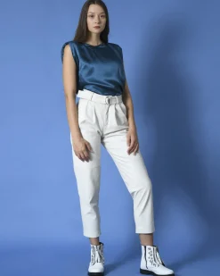 La Piscine Paris Pantalon carotte en cuir P.A.R.O.S.H*Femme Pantalons|Bas Femme