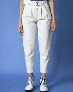 La Piscine Paris Pantalon carotte en cuir P.A.R.O.S.H*Femme Pantalons|Bas Femme