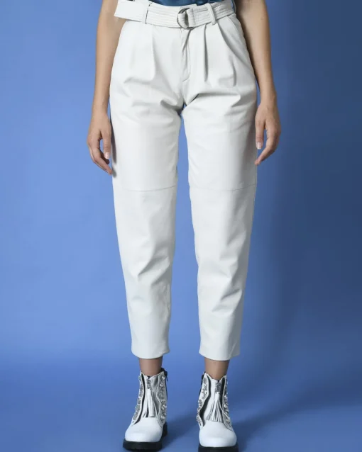 La Piscine Paris Pantalon carotte en cuir P.A.R.O.S.H*Femme Pantalons|Bas Femme