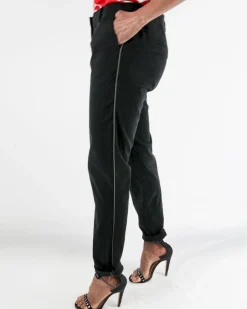 La Piscine Paris Pantalon chino à passepoile vert May June*Femme Pantalons