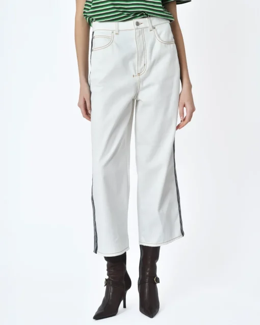 La Piscine Paris Pantalon denim rayure coté bleu Alexander Mcqueen*Femme Pantalons|Bas Femme