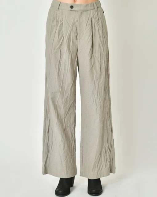 La Piscine Paris Pantalon en coton effet froissé taupe Nostra Santissima*Femme Pantalons|Bas Femme