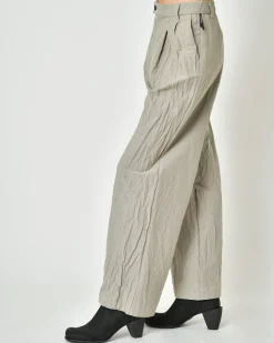 La Piscine Paris Pantalon en coton effet froissé taupe Nostra Santissima*Femme Pantalons|Bas Femme