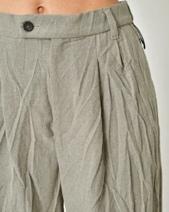 La Piscine Paris Pantalon en coton effet froissé taupe Nostra Santissima*Femme Pantalons|Bas Femme