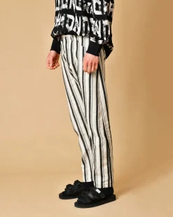 La Piscine Paris Pantalon en coton et lin mélangés à rayures Nostra Santissima*Homme Pantalons