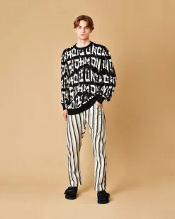 La Piscine Paris Pantalon en coton et lin mélangés à rayures Nostra Santissima*Homme Pantalons
