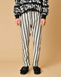 La Piscine Paris Pantalon en coton et lin mélangés à rayures Nostra Santissima*Homme Pantalons
