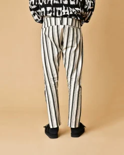 La Piscine Paris Pantalon en coton et lin mélangés à rayures Nostra Santissima*Homme Pantalons
