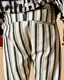 La Piscine Paris Pantalon en coton et lin mélangés à rayures Nostra Santissima*Homme Pantalons