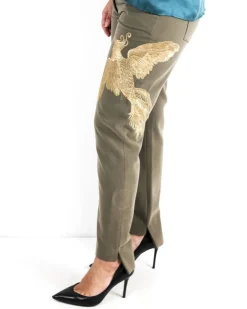 La Piscine Paris Pantalon en laine à broderies oiseaux L'Edition*Femme Pantalons
