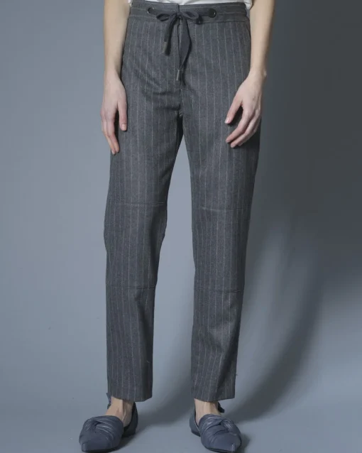La Piscine Paris Pantalon en laine et cachemire à rayures Eleventy*Femme Pantalons