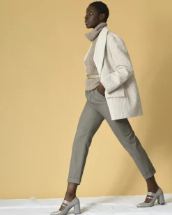 La Piscine Paris Pantalon en laine et coton à imprimé pied-de-poule Diega*Femme Pantalons