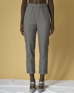 La Piscine Paris Pantalon en laine et coton à imprimé pied-de-poule Diega*Femme Pantalons