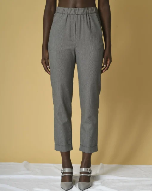 La Piscine Paris Pantalon en laine et coton à imprimé pied-de-poule Diega*Femme Pantalons