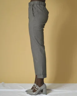 La Piscine Paris Pantalon en laine et coton à imprimé pied-de-poule Diega*Femme Pantalons