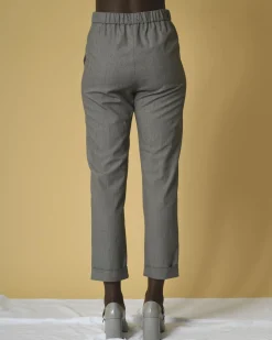 La Piscine Paris Pantalon en laine et coton à imprimé pied-de-poule Diega*Femme Pantalons
